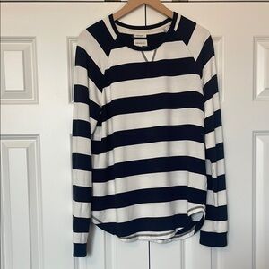 Thread & Supply Black and White Striped Long Sleeve Fleece Interior Shirt